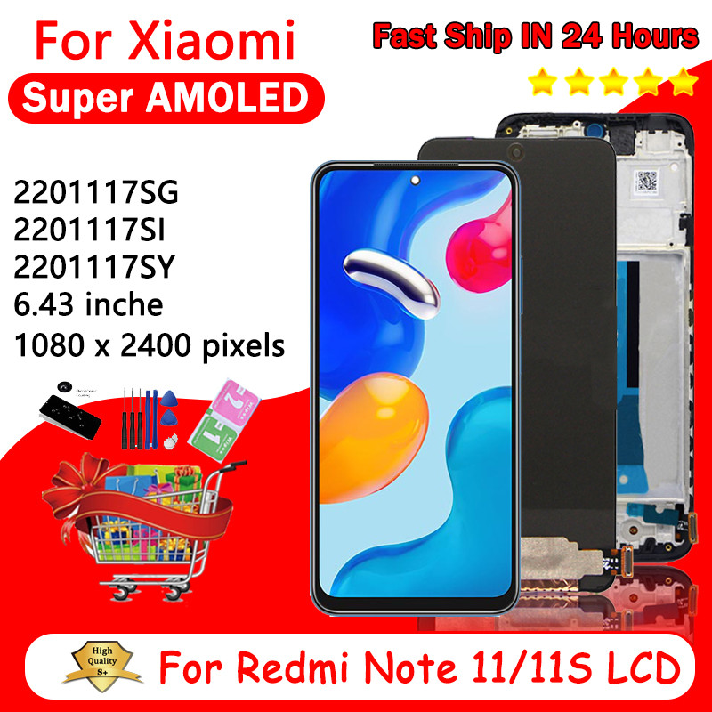 AMOLED LCD For Redmi Note 11 LCD For Xiaomi Redmi Note 11 Display Note11 2201117TG Screen Touch Glas