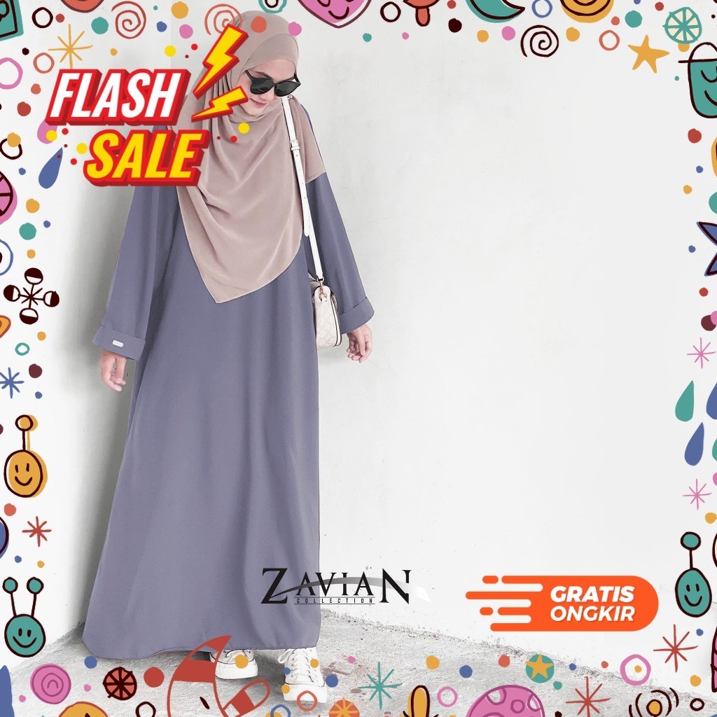 MEGASALE / (BISA COD) Zavian Long Dress Gamis Abaya Polos / Gamis Wanita kekinian Ukuran S M L XXL /