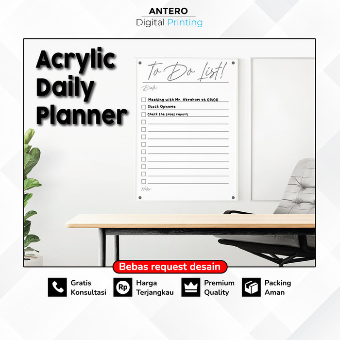 

To Do List Acrylic Daily Planner / Jadwal Harian Akrilik Custom - No Pen, 30 x 42cm