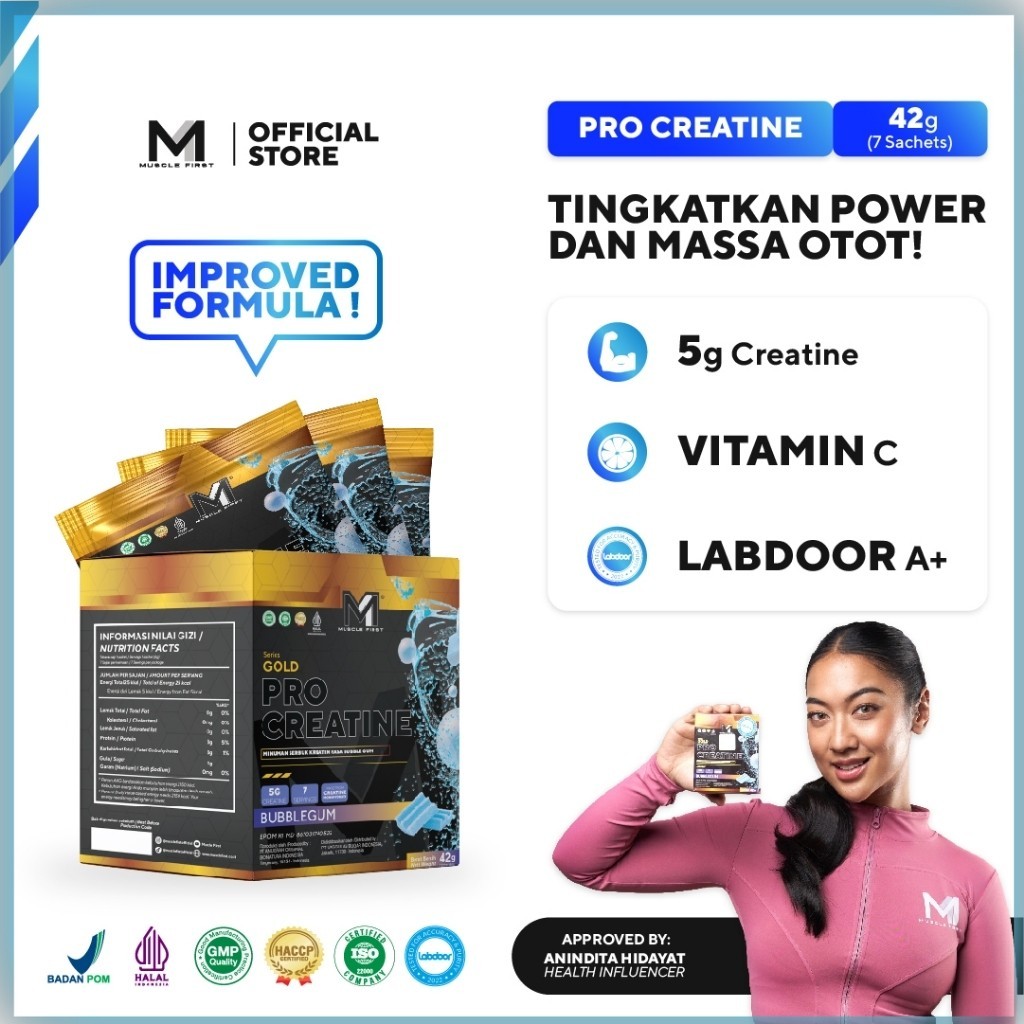 M1 PRO CREATINE BOX ISI 7 SACHET CREATINE BOX SACHET PROCRATIN PROKREATIN MUSCLE FIRST JEMIMAGINA