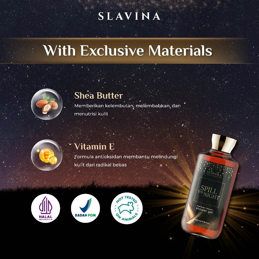 SLAVINA Shower Gel Spill The Night 350ml - Sabun Cair by Nagita Slavina