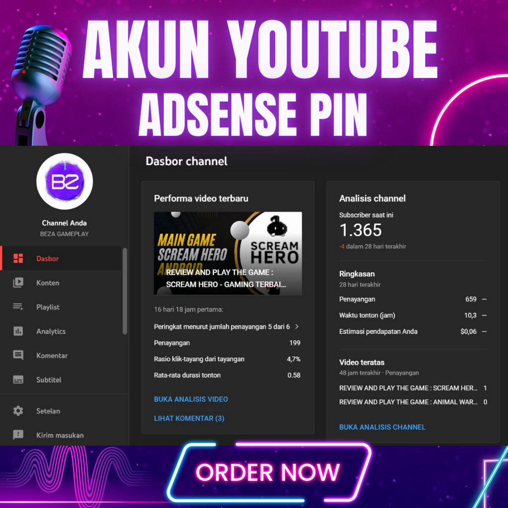 Akun Youtube Monet PIN Bisa isi Rekening || AKUN YOUTUBE MONETISASI || YOUTUBE MONETISASI GARANSI ||