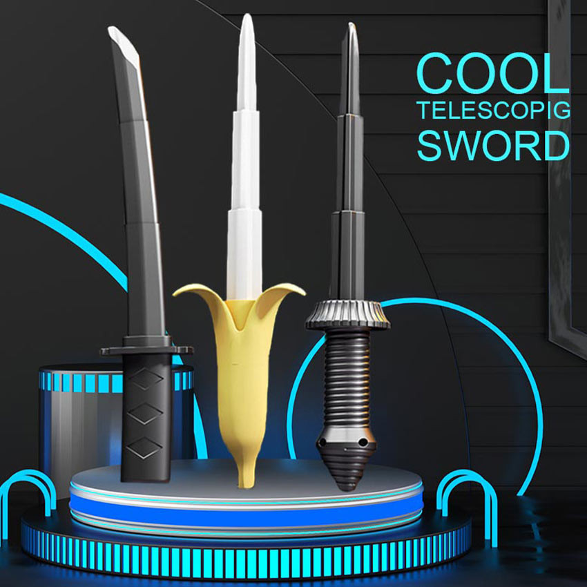 PRAMU Mainan Anak Pedang Teleskopik Lucu Model Pisang & Pedang Samurai Sword Toys Pisau Gravity