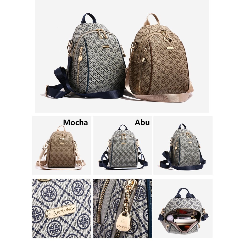 Promo Aolong Ransel Delancy - 5025 # Tas Ransel Wanita - Backpack Cewek Bahan Kulit Pu Leather