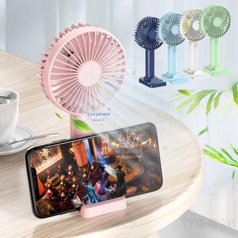 Kipas Angin Mini Genggam Portable Dengan Stand Handphone Yang Dapat Diisi Ulang Angin Kencang Batera