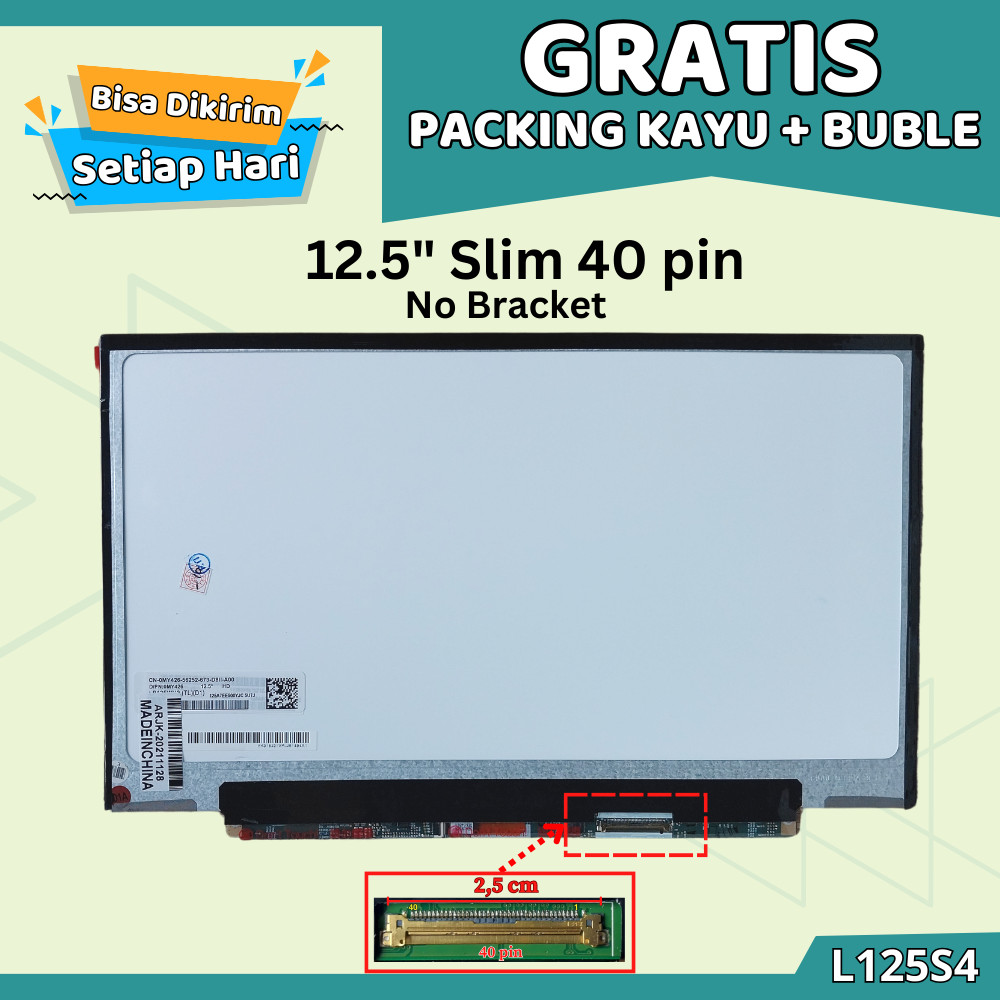 LED LCD Laptop 12.5 Inch Slim 40 Pin HD 1366*768 No Bracket