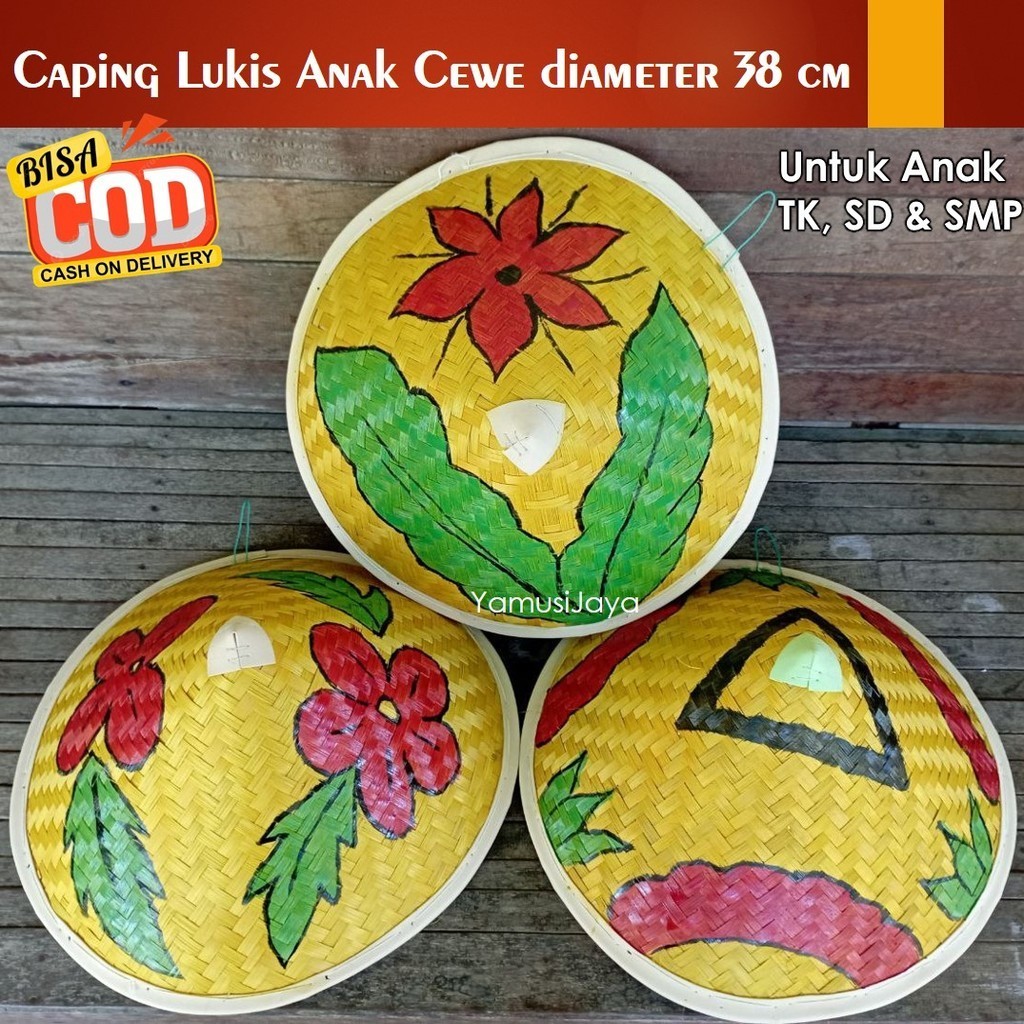 Topi Caping Petani Hias - Topi Caping Lukis - Topi Caping Untuk Anak Cewe