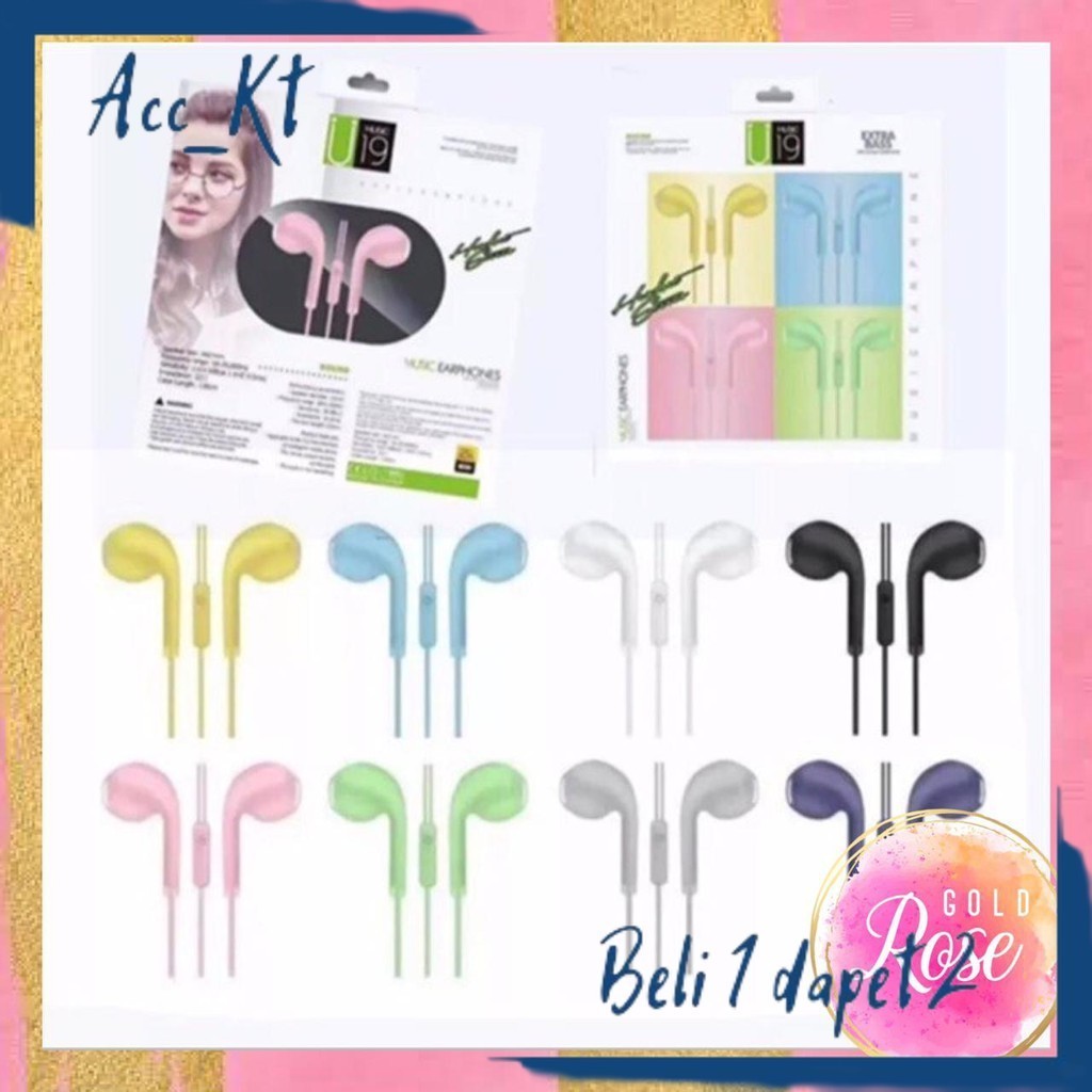 GRATIS ONGKIR BELI1GRATIS1 H681 Headset Macaron Matte U19 / Handsfree U19 Macaron Mate Color / Heads