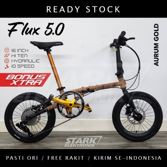 HOT PROMO Pacific FLUX 7.0 Sepeda Lipat Folding Bike - Aurum Gold, 5.0