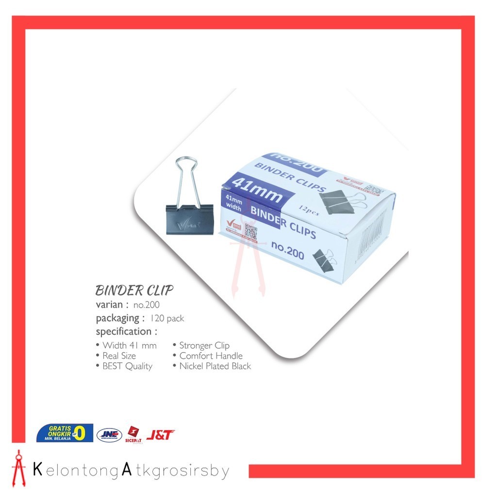 

Binder Clip Vone 200 (12pcs) / Penjepit Kertas