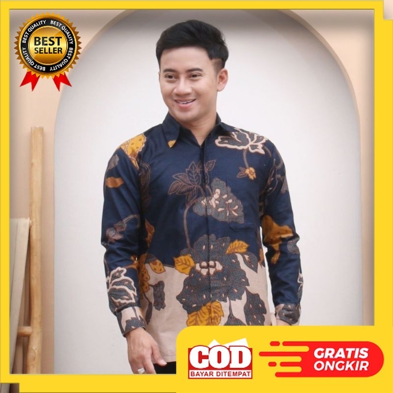 Baju Batik Pria Slim fit Manis Mahal Soloan Lengan panjang pendek// BATIK MODEL BARU / BATIK NASIONA