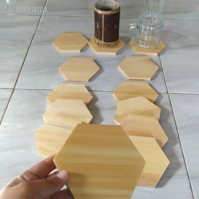 

Tatakan Gelas / Tatakan Kayu/ Tatakan Gelas Segi Enam Murah