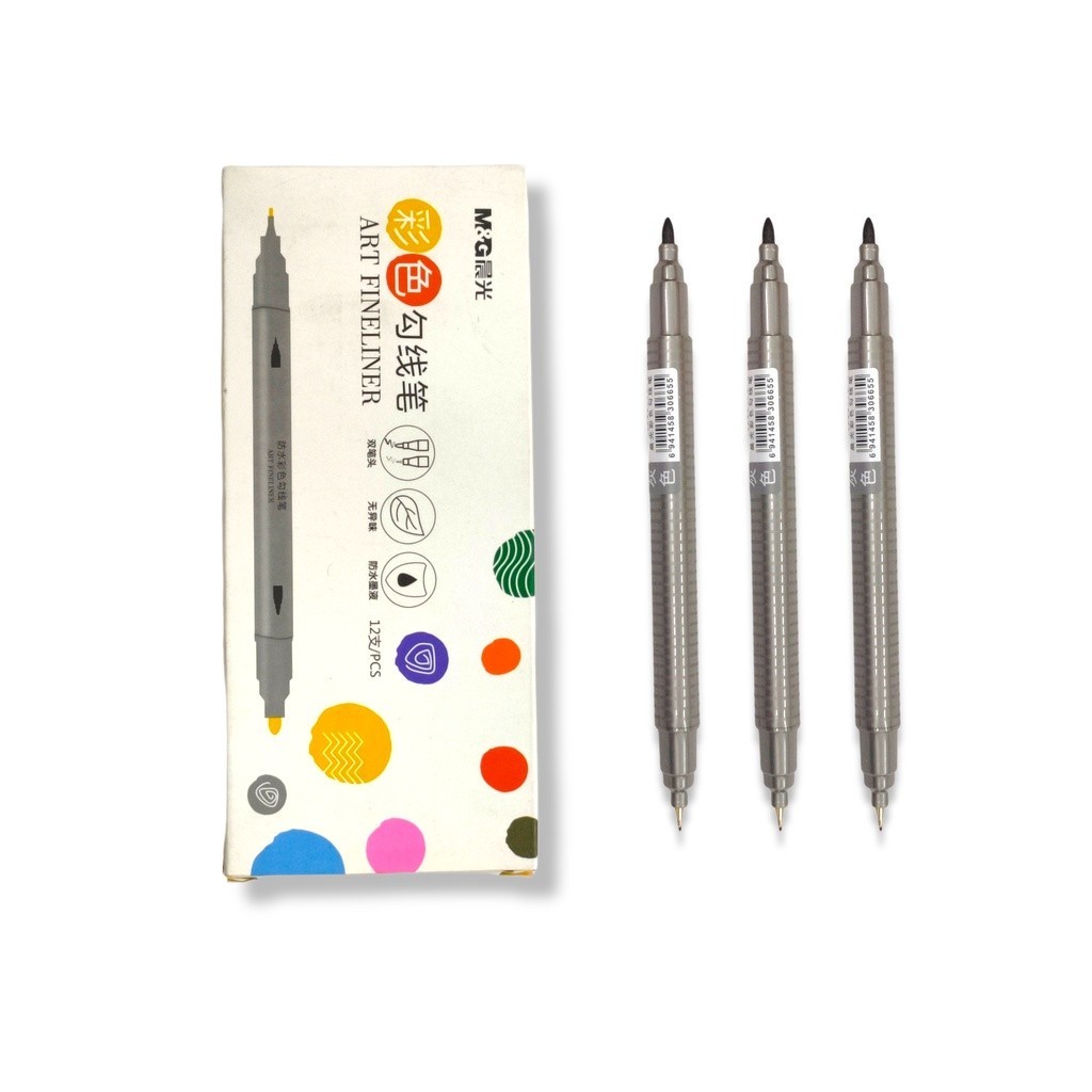 

Fineliner Double ended M&G Dual Tip Fineliner & Brush Warna Tinta Grey / Abu #acpn033016 - Satuan