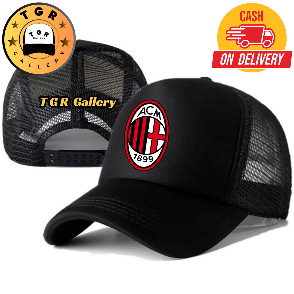 TGR Gallery Topi Trucker AC MILAN - Topi Distro AC MILAN Logo - Topi AC MILAN Premium - Topi Pria De