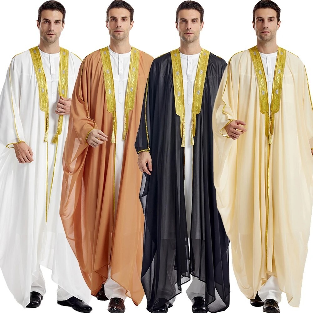 Middle East Men Jubba Thobe Robe Muslim Dress Kimono Dishdasha Islam Clothing Dubai Saudi Abayas Pra