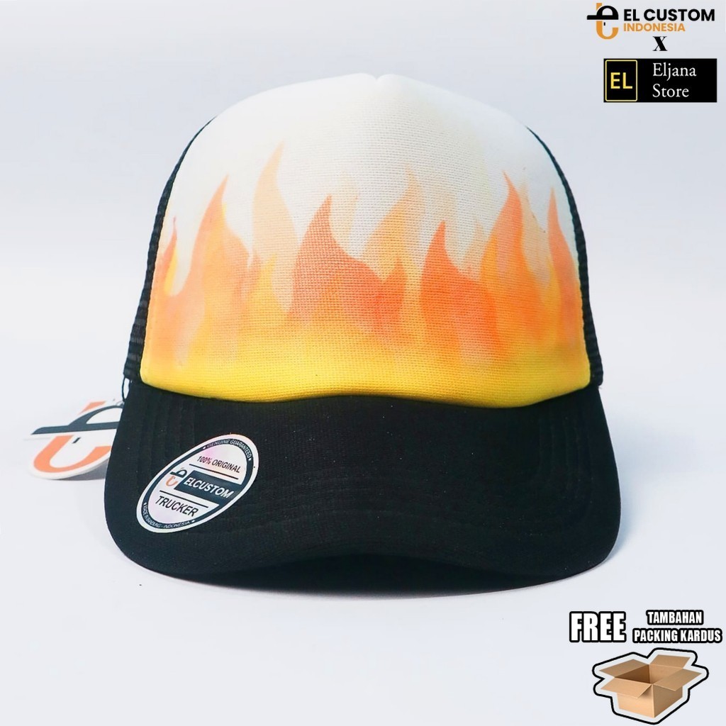FLAT FIRE - Topi Jaring Airbrush / Topi Custom/  Tiedye/ Topi Premium / Topi Trucker / Topi SMA / To