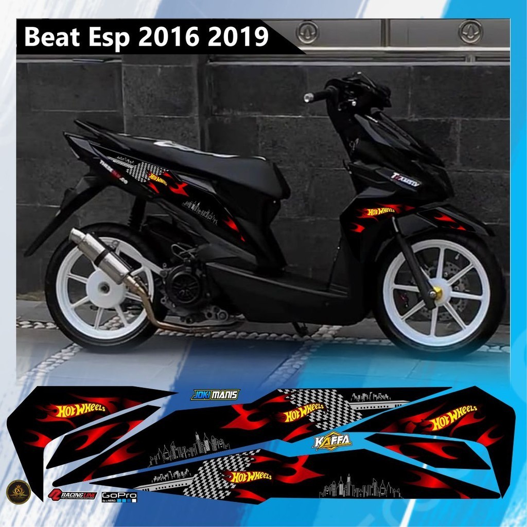 VARIASI POLET Striping Variasi Beat esp Beat new Stiker List Api Variasi Beat Esp Motif Hitam POLET