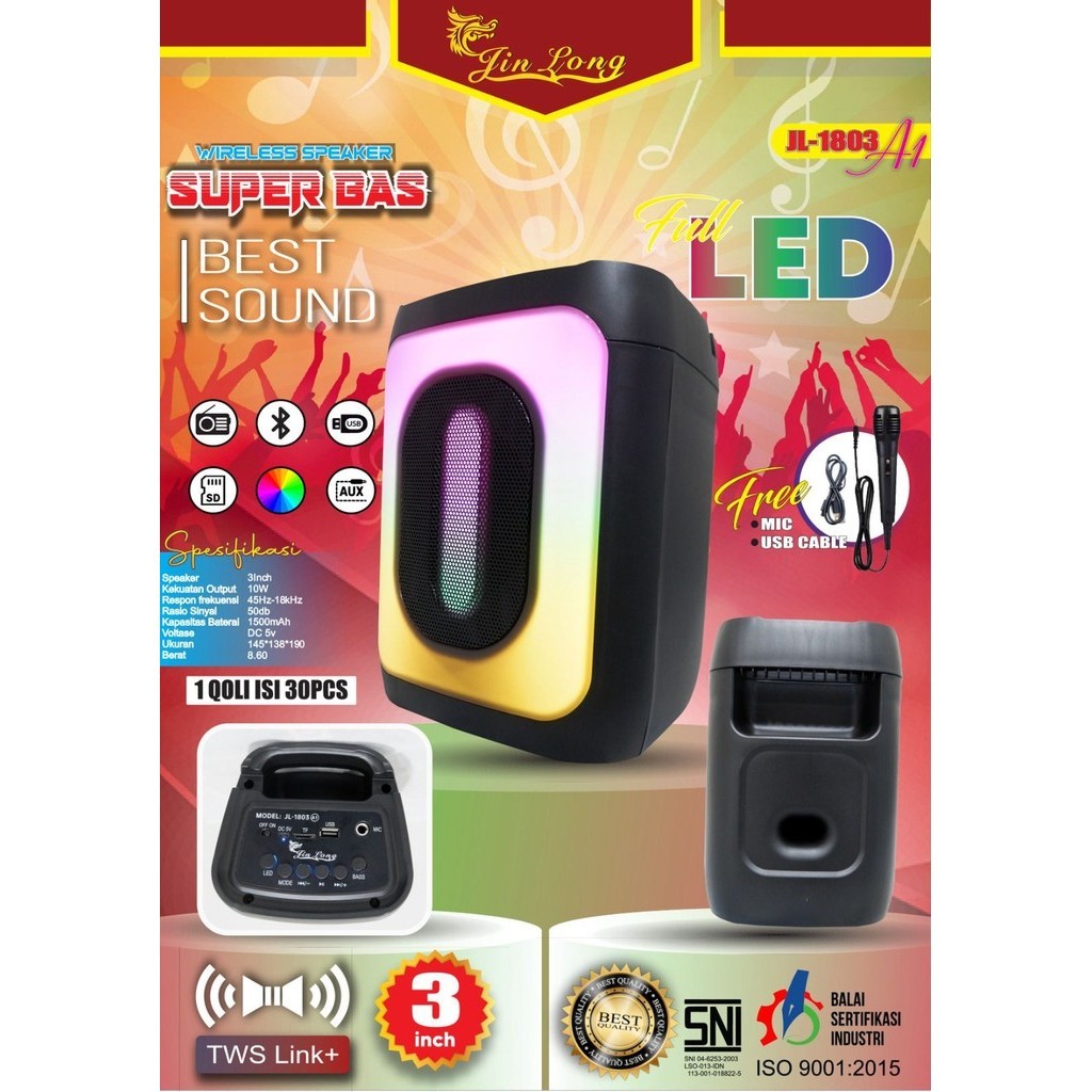 SPEAKER JINLONG JL 1803 A1 Kapasitas 10W | Speaker Jinlong Jl 1803 A1 Free Mic