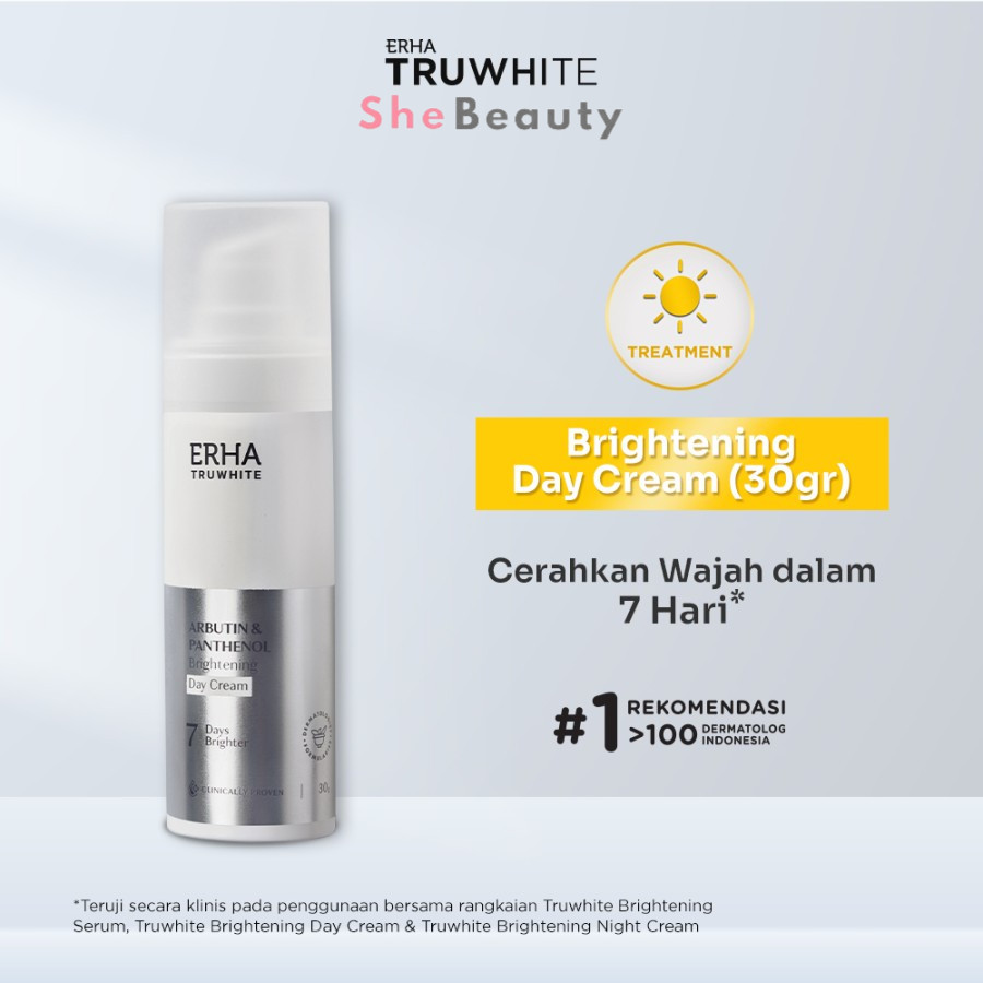 SheBeauty ☀️ERHA Truwhite Arbutin & Panthenol Brightening Day Cream 30g - Pelembab Pencerah Wajah Bp