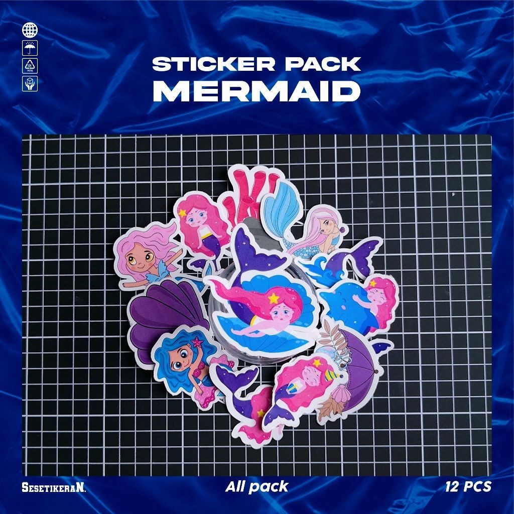 

COD✨ Sesetikeran Stiker Pack Kartun Pink Ungu Mermaid Lucu Colorfull Keren Untuk Koper Laptop Skateboard