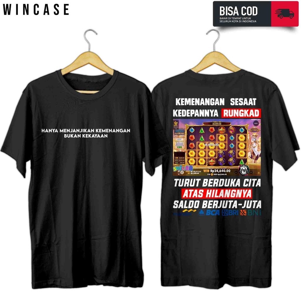 Kaos Custom Pragmatic Play Zeus Cotton Combed 30s - Kaos Hanya Menjanjikan Kemenangan Bukan Kekayaan