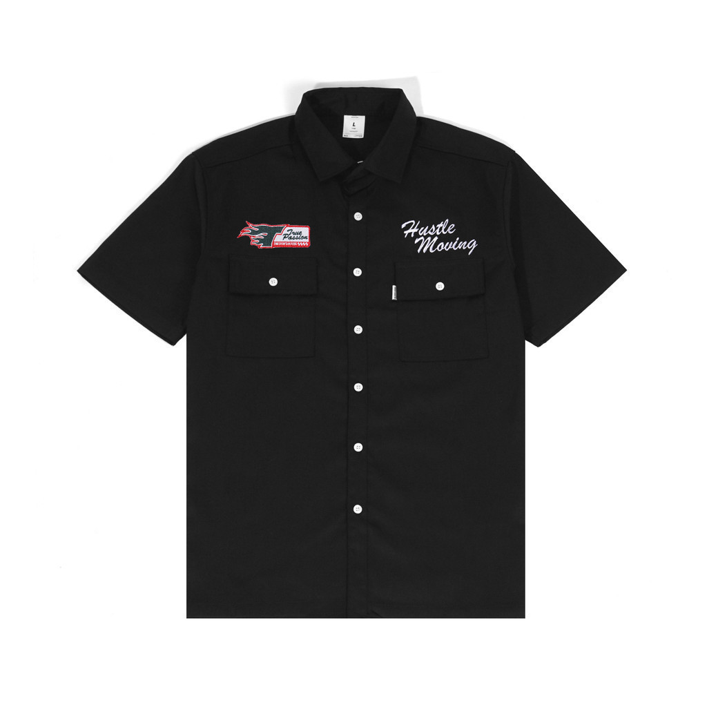 The Don's House PASSION BLACK - Workshirt / Kemeja Kerah Lengan Pendek Slimfit Pria Wanita