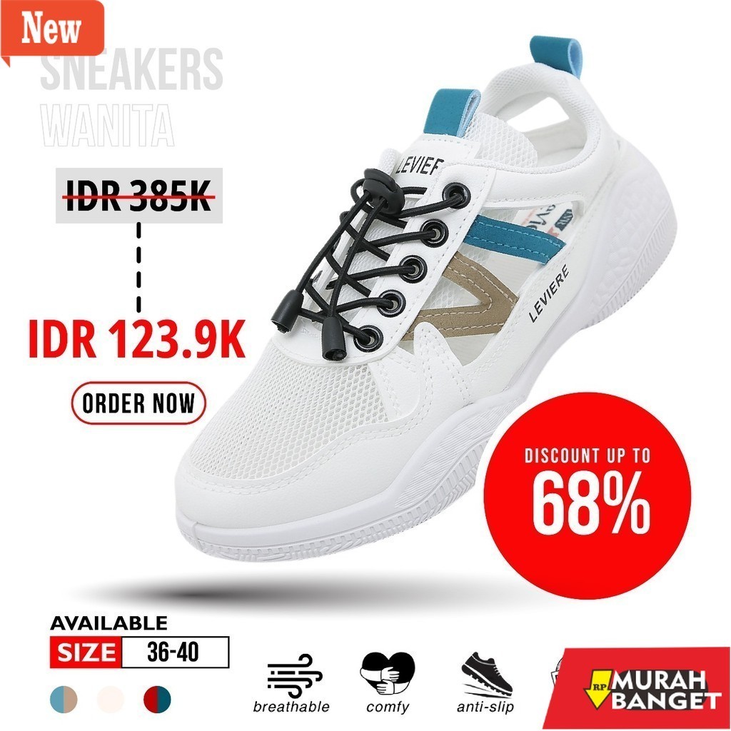 Sepatu buat lebaran- "FREE BOX" Sepatu Sneakers Wanita Putih  Trendy Premium Quality LV0462