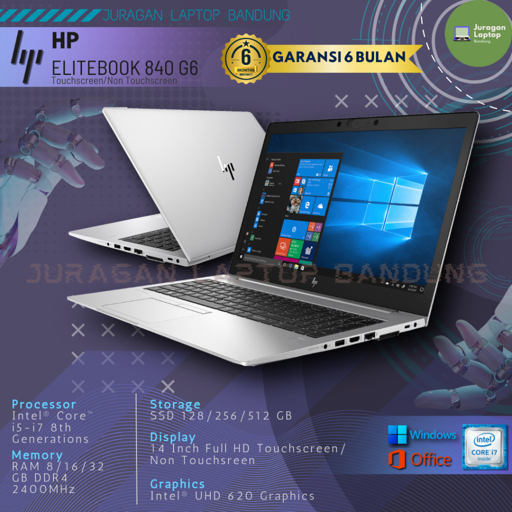 FROMO SPESIAL Laptop HP ELITEBOOK 840 G6 Intel® Core™ i5/i7 Gen 8 RAM 8GB/16GB SSD 256GB 14" Touchscreen/NonTouchscreen