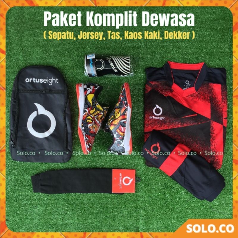 ready stok Paket Komplit Lengkap Tas Sepatu Dekere Kaos Kaki Baju Celana Futsal Olahraga Sepak Bola 