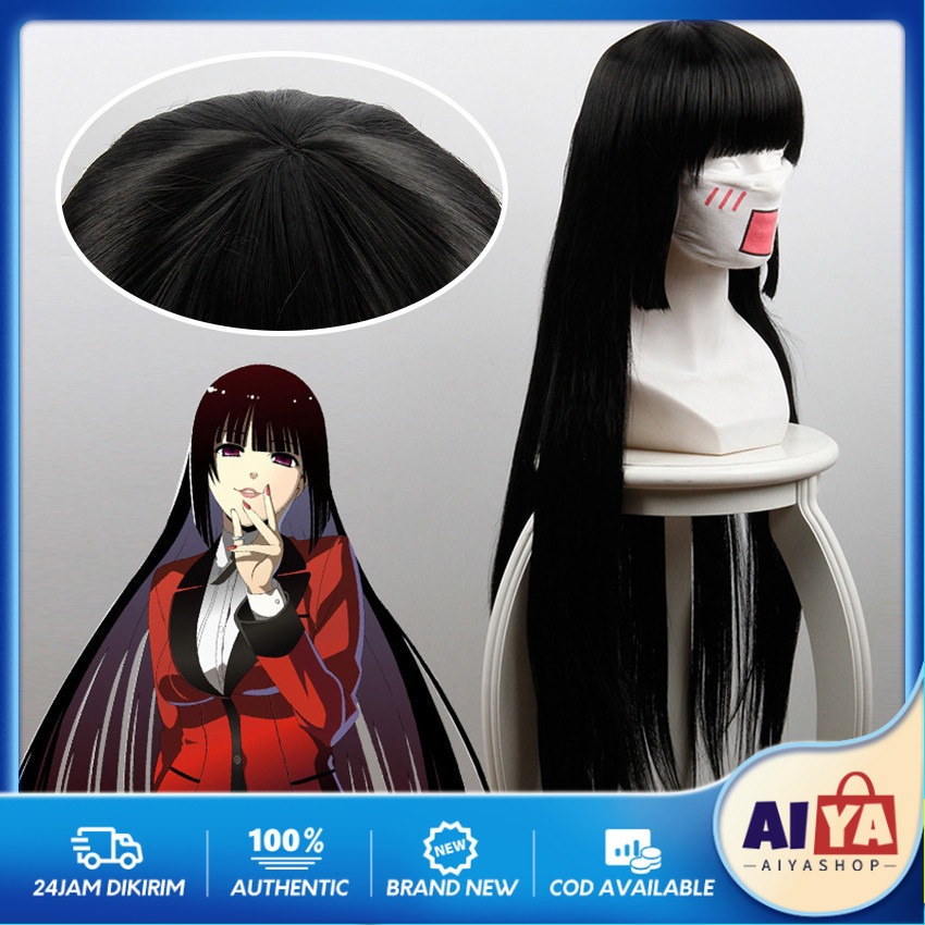 Wig Jabami Yumeko Kakegurui Rambut Palsu Enma Ai Cosplay Lurus Panjang Hitam