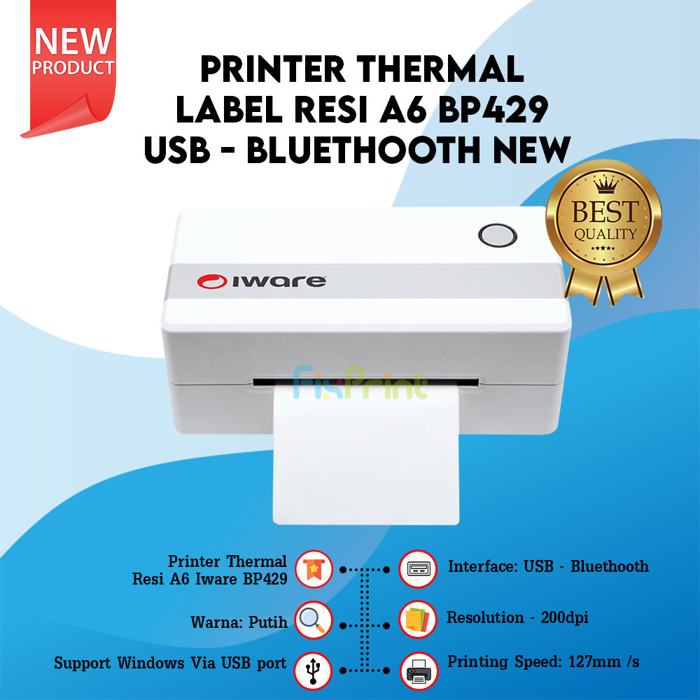 Printer Label Thermal Resi BP429 A6 IWare USB BP429 Bluetooth Interface USB Only