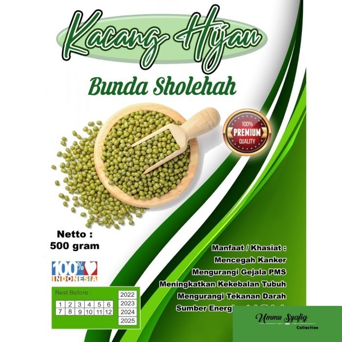 

Kacang Hijau Sayuran bubur 500 GR BUNDA SHOLEHAH VIGNA RADIATA