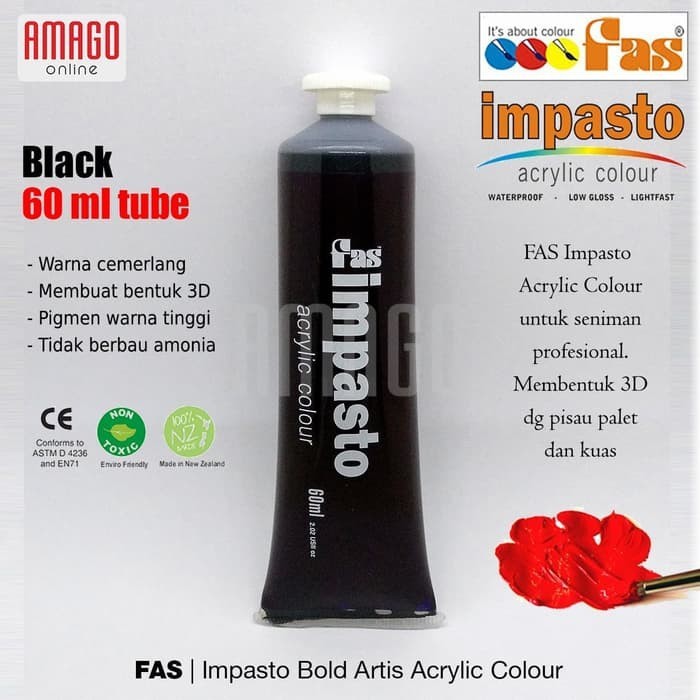 

Cat Akrilik Lukis FAS Impasto Acrylic Professional Paint - 60 ml - Black