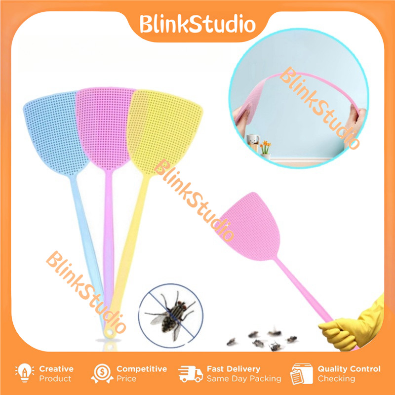 BlinkStudio 8Pcs Pemukul Lalat Plastik Besar Yang Menebal Dengan Pegangan Panjang Alat Pemukul Seran