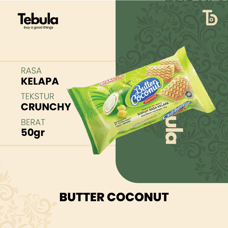 

[ TEBULA ] - BISKITOP BUTTER COCONUT 50g Biskuit Anak Dewasa Enak Renyah Biscuit Rasa Kelapa Lezat Terbaru