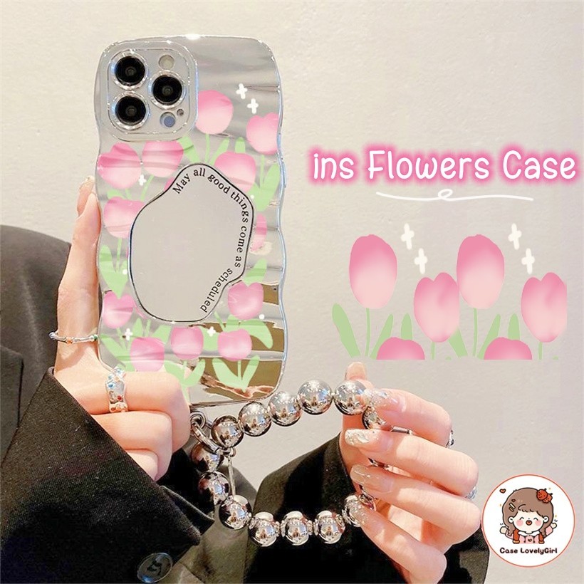 Flower Case Cermin Hp Untuk Oppo A57 A5s A3s A77s A78 A54 A53 A17 A16 A15 A15s A7 A55 A95 A74 A33 A58 A76 A96 A93 A92 A52 A32 A5 A9 A12 A17K A16K A1K Reno 7Z 8Z 4F Luxury Plating Mirror Case Sederhana dalam fragmen bunga kecil Kasus SoftCase #Lovely Girl