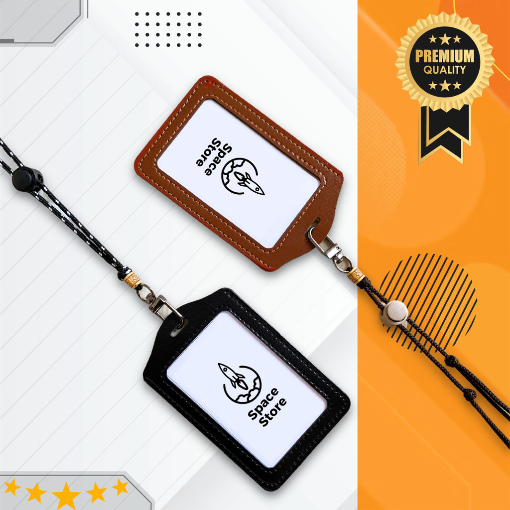 

Lanyard Kulit Id Card Holder Name Tag Kulit Tali Paracord Premium SS02