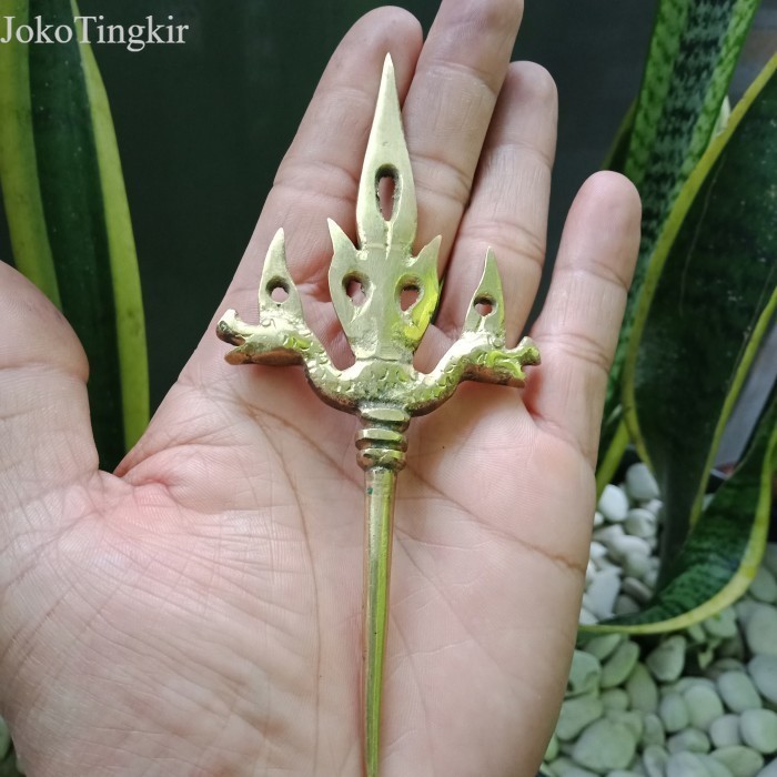 

Tombak Trisula Naga Kembar kuningan antik