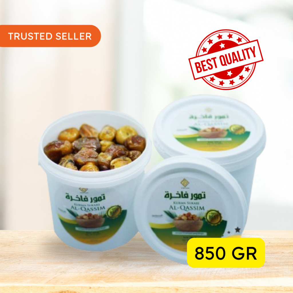 

Kurma Sukari Ember Alqosim kemasan 850 gram Premium Grade A