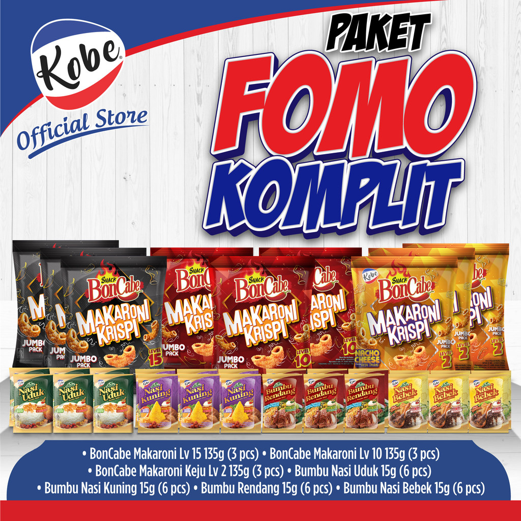 

Paket Fomo Komplit Kobe Bumbu Aduk dan Snack BonCabe Makaroni