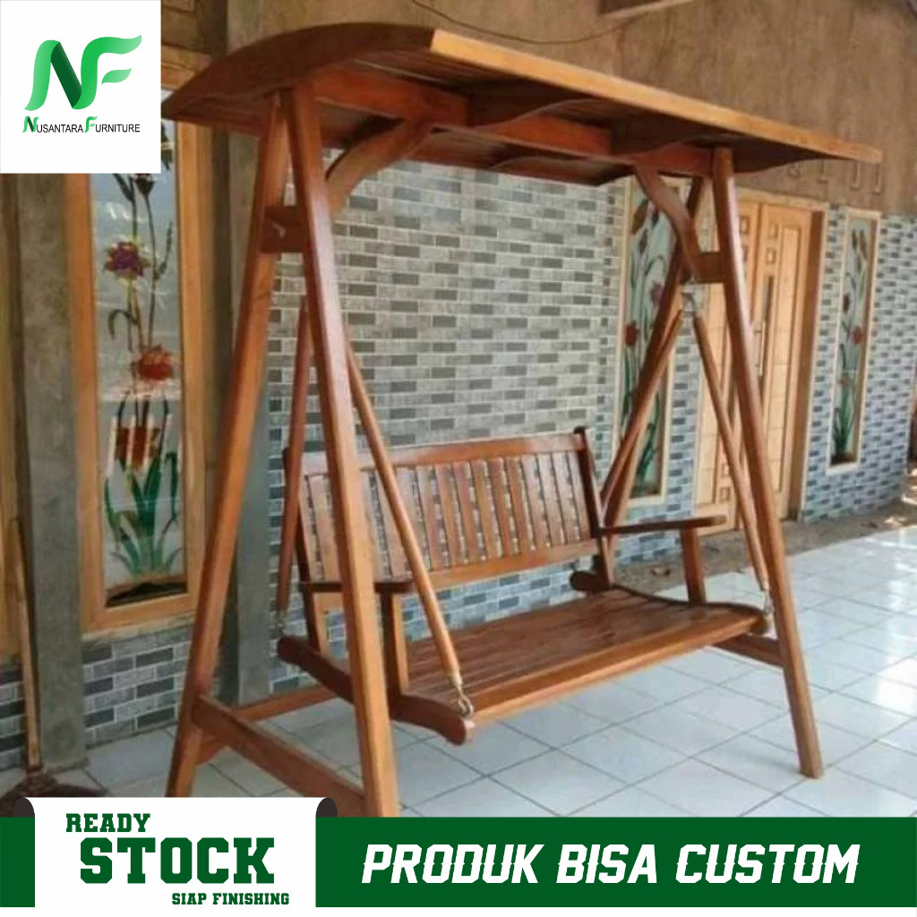 AYUNAN KAYU JATI KURSI TAMAN KURSI OUTDOOR AYUNAN GANTUNG KURSI TERAS AYUNAN JATI FURNITURE JEPARA