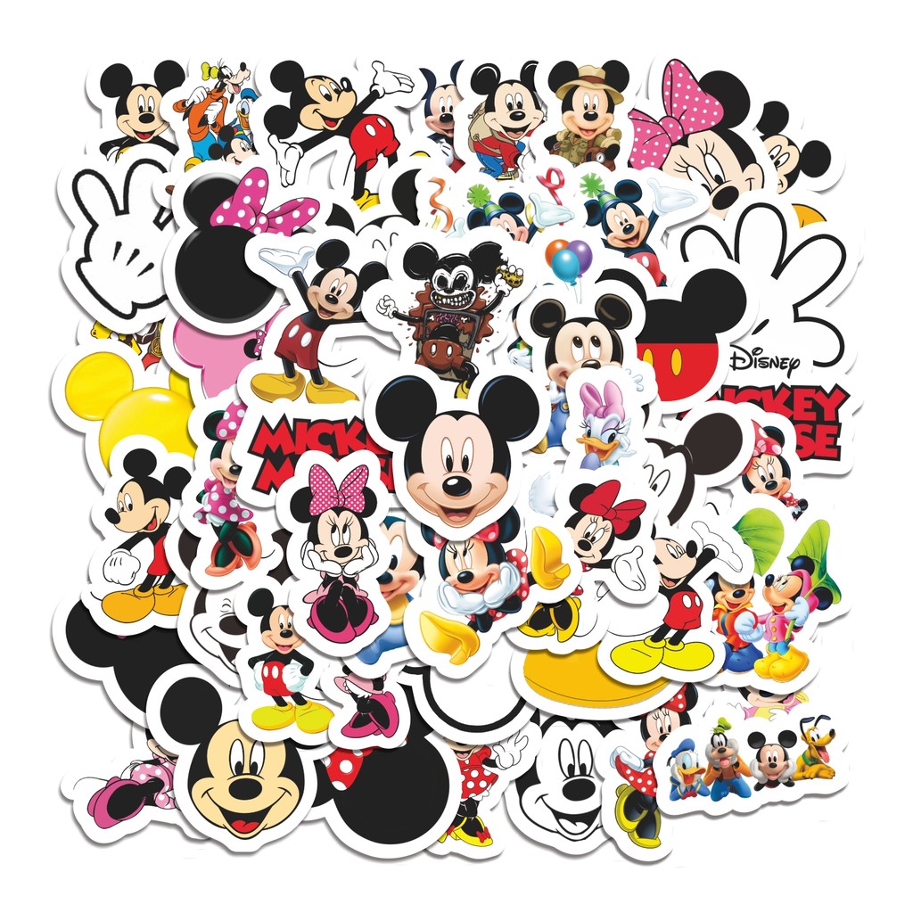 

COD 50 Pcs Stiker Mickey Mouse Lucu Anti Air Untuk Dekorasi Notebook Sepeda Skateboard Handphone