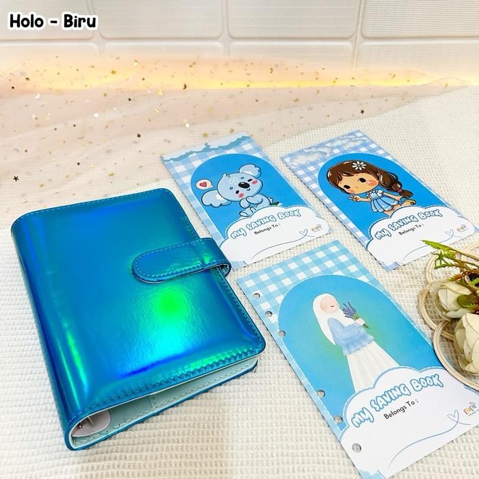 

ANDMA (10 ziplock-kulit) Paket Binder menabung superrior kulit - BK10- Holo Biru, happy animal