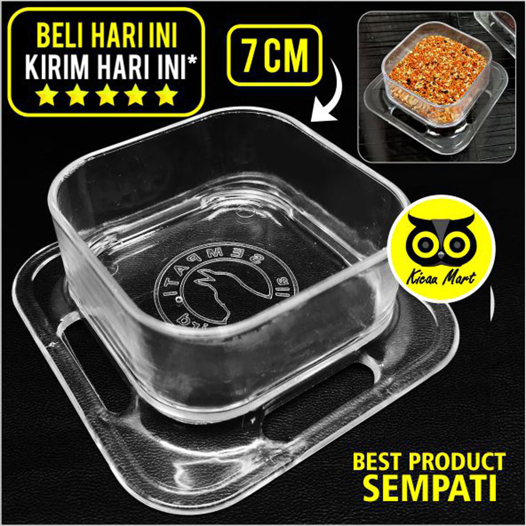 KICAU MART CEPUK AKRILIK KOTAK BY SEMPATI WADAH TEMPAT PAKAN MAKAN MINUM MANDI BURUNG KENARI LOVE BI
