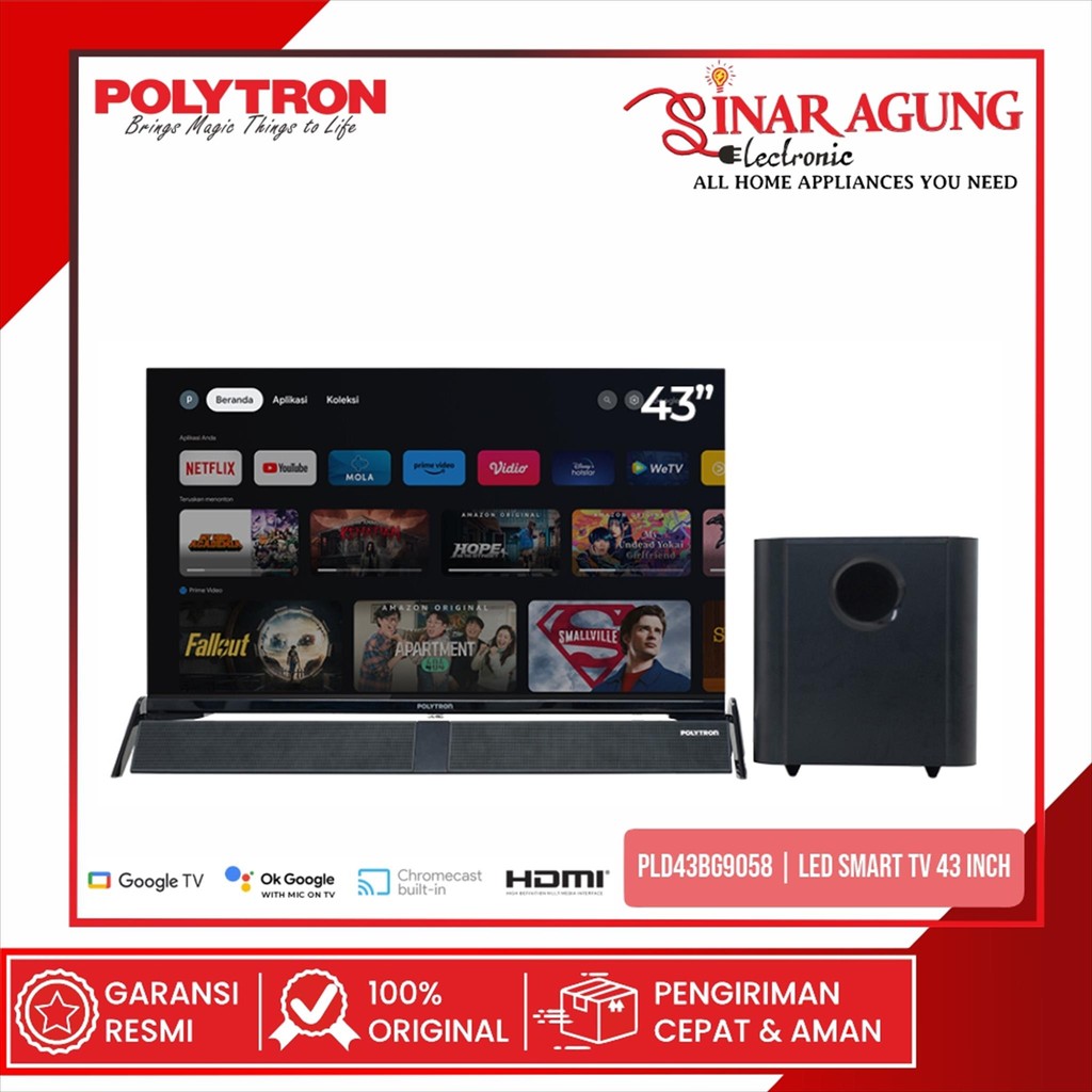 POLYTRON PLD43BG9058 LED SMART CINEMAX TV 43 INC WITH SOUND BAR