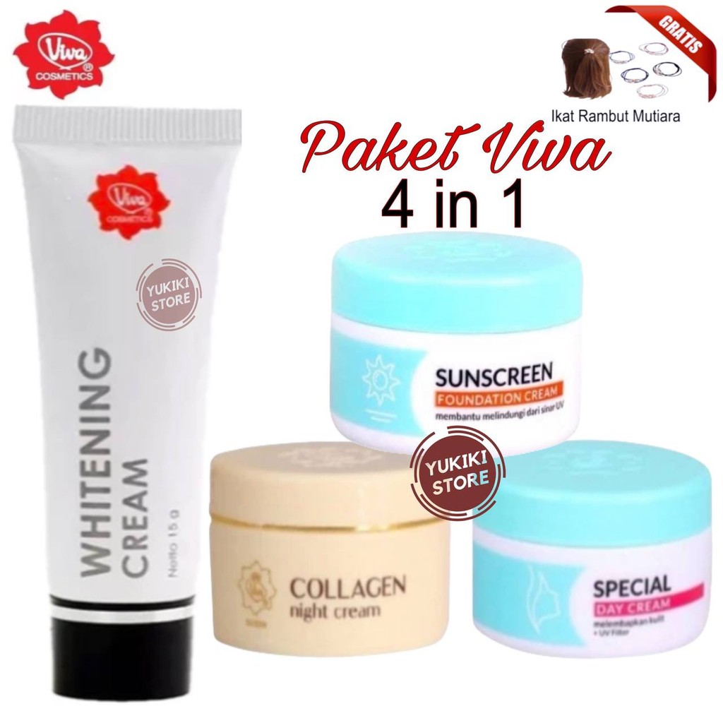 Paket Whitening Viva 4in1 (Krim Malam, Krim Siang, Pemutih, Dan Tabir Surya) BPOM HALAL Original