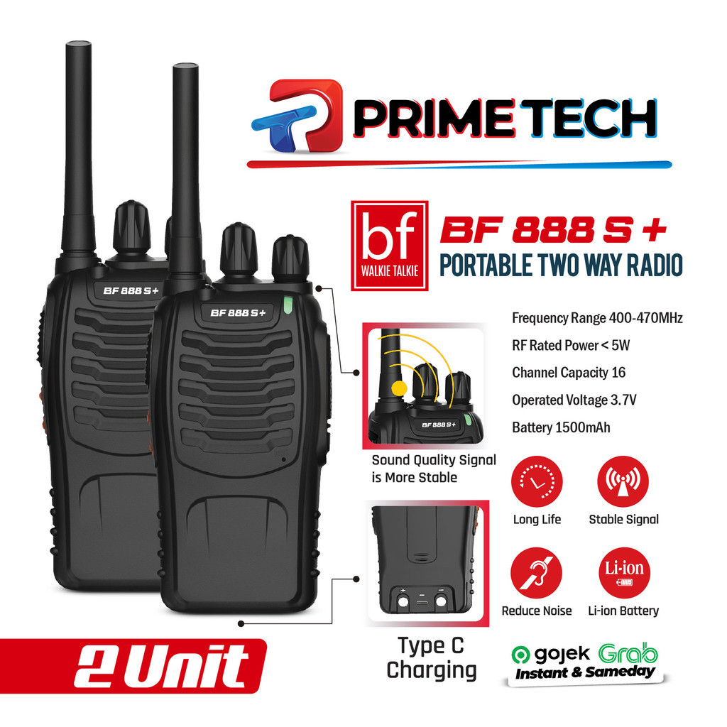 (isi 2 set) Walkie Talkie BF 888s Plus HT Jarak Jauh 10km WATERPROOF Radio Handy Talky isi 2 Unit