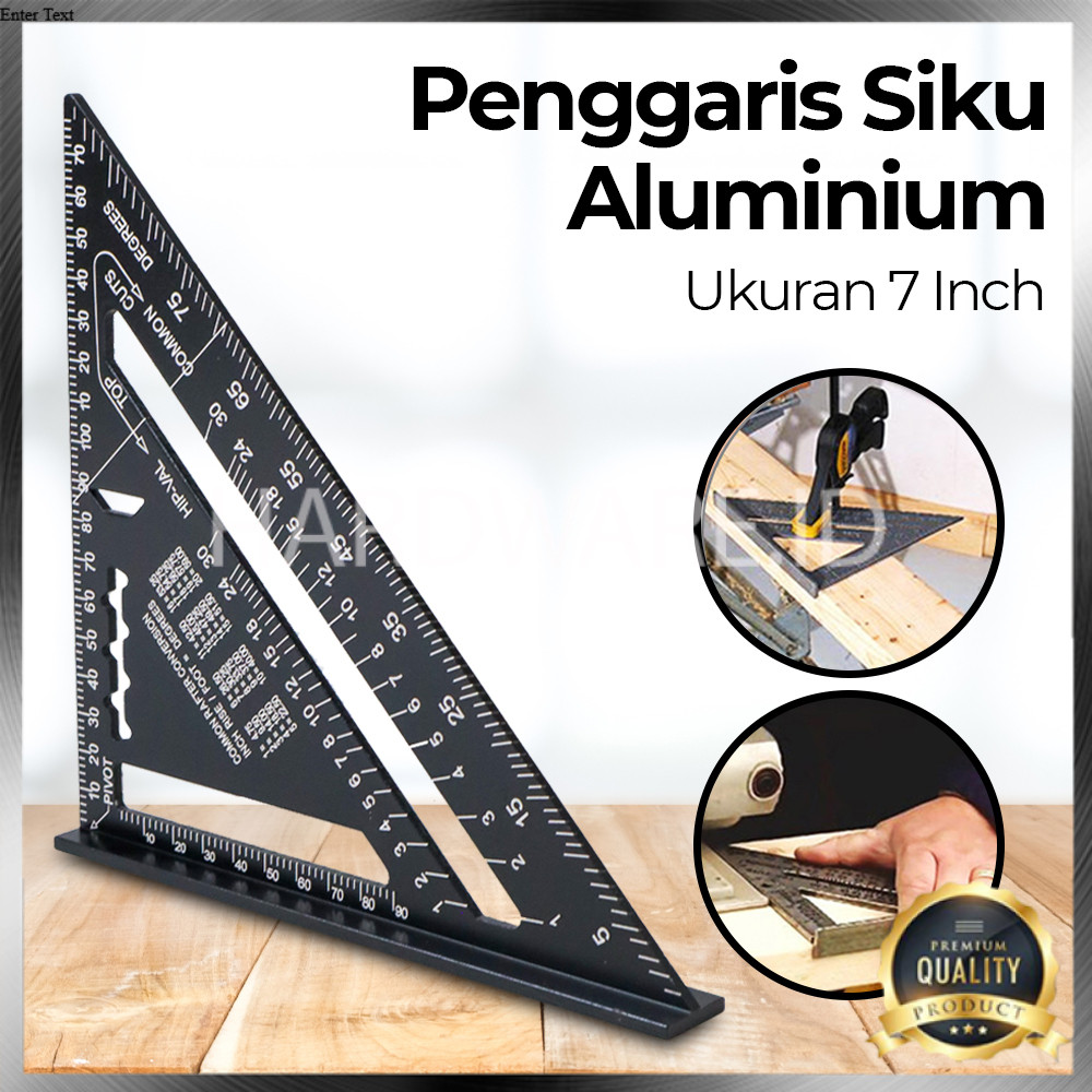 

(HI) Penggaris Siku Tukang Multifungsi Mistar Triangle Ruler Aluminium 7 Inch