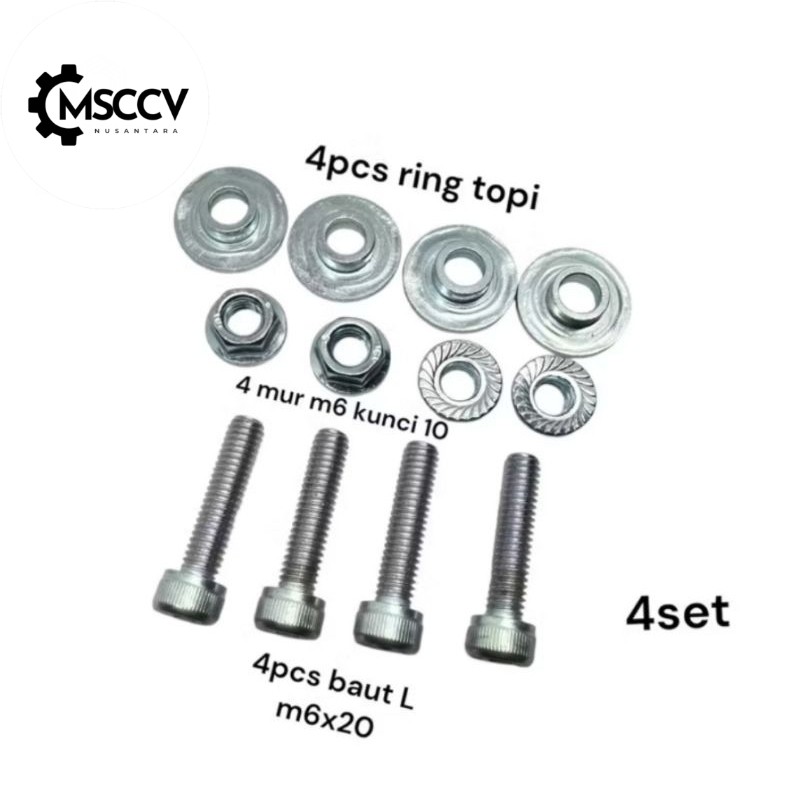 4set ring bos baut 10 L m6x20 mur m6 baut ring mur set plat nomer baut original