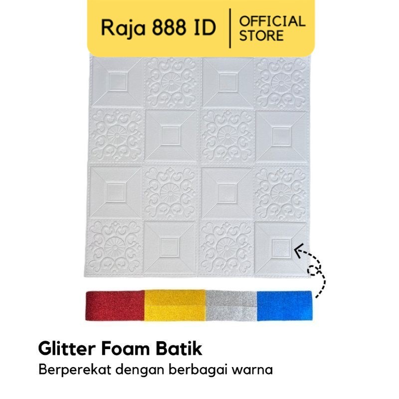 Glitter Foam Batik 3D Gold Silver Merah Biru Red Ruby Blue Sapphire Emas Abu Sticker Stiker Almira I